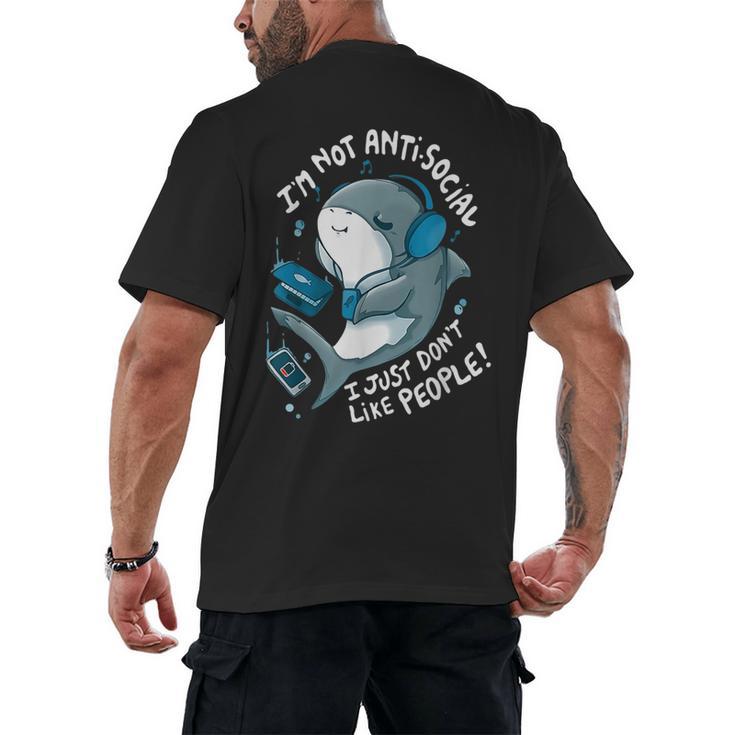 Shark Don’t Like People Antisocial Introvert Men's Back Print T-Shirt
