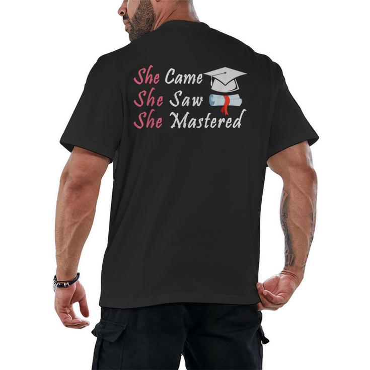 She Came She Saw She Mastered Graduation Men's Back Print T-Shirt