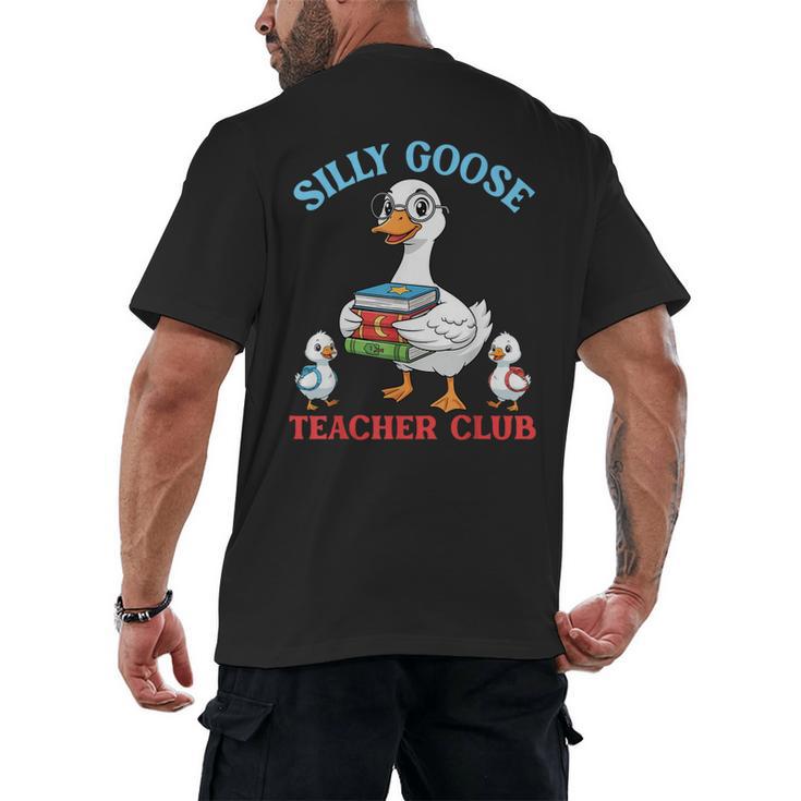 Silly Goose With Books Teacher Club School Educator Men's Back Print T-Shirt