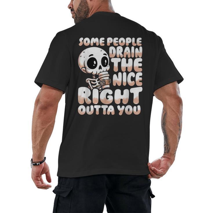 Skeleton Coffee Lover Introvert Men's Back Print T-Shirt