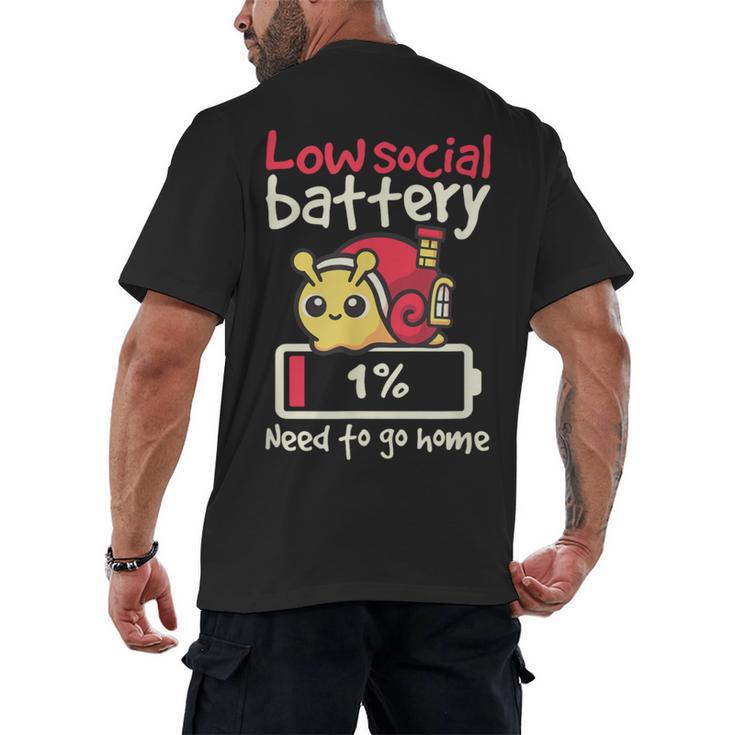 Snail Low Social Battery Need To Go Home Tee For Introvert Men's Back Print T-Shirt