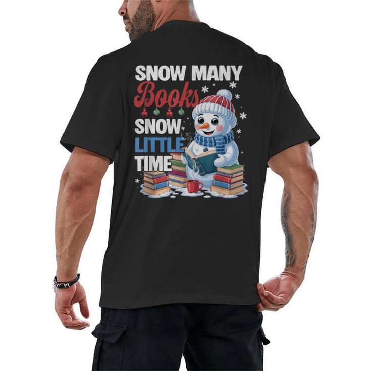 Snowman Winter Snow So Many Books Christmas Snow Little Time Men's Back Print T-Shirt