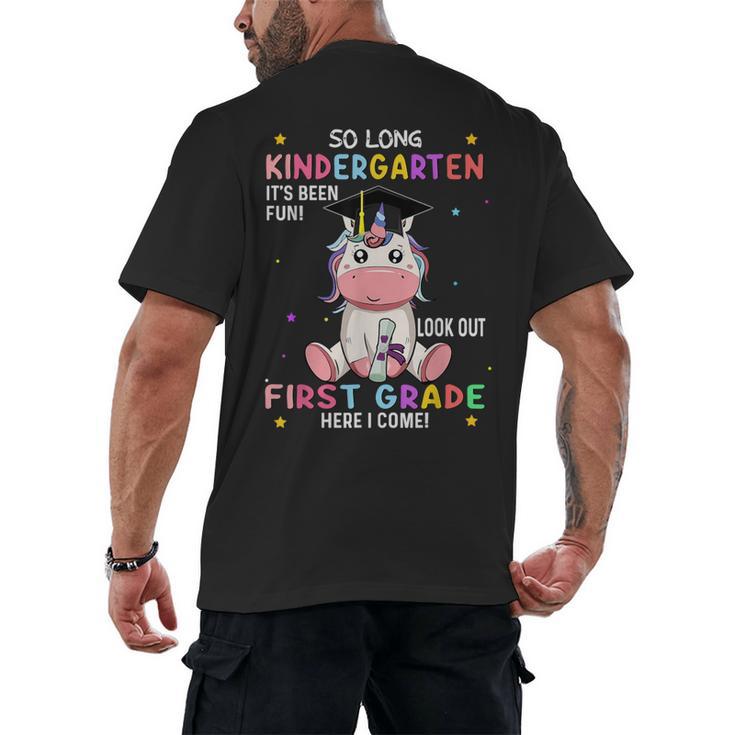 So Long Kindergarten Graduation Class 2025 Unicorn Girls Men's Back Print T-Shirt