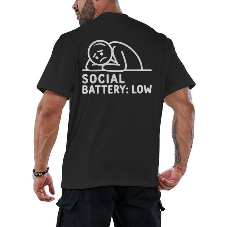 Social Battery Low Apparel Introvert Humor Men's Back Print T-Shirt