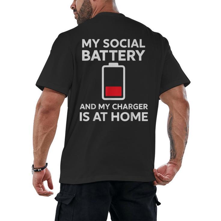 Social Battery Low Charger At Home Antisocial Introvert Men's Back Print T-Shirt