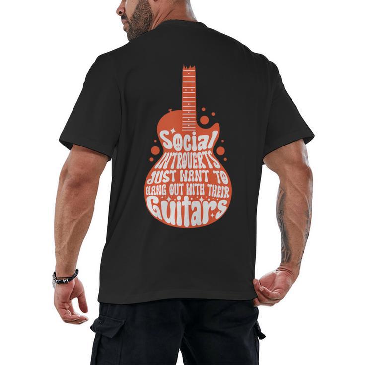 Social Introverts Hang Out With Guitars Musician Guitarist Men's Back Print T-Shirt