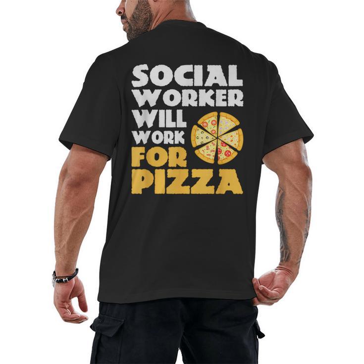 Social Worker Will Work For Pizza Graduation Men's Back Print T-Shirt