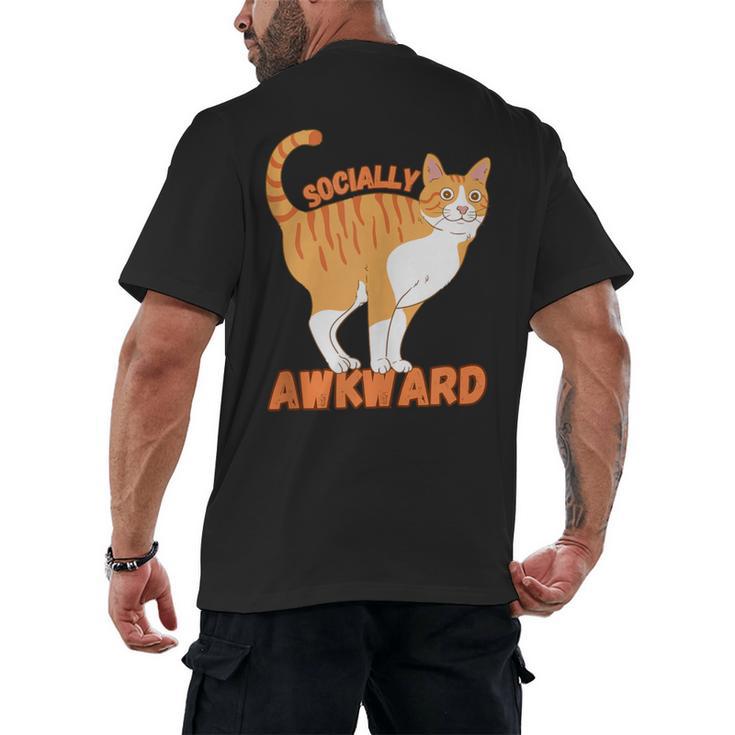 SOCIALLY AWKWARD FUNNY CAT ANTISOCIAL INTROVERT WEIRD Men's Back Print T-Shirt