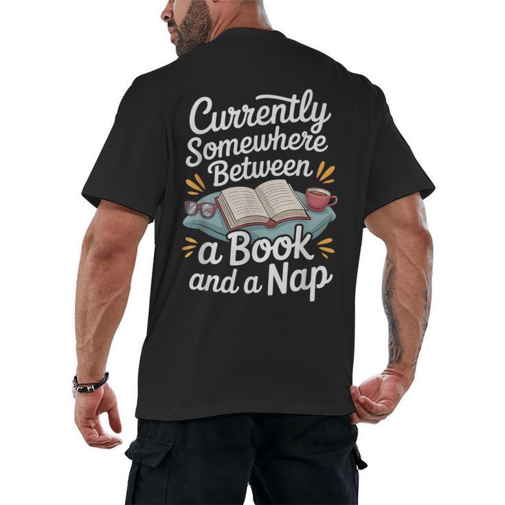 Somewhere Between a Book And a Nap – Cozy Reading Men's Back Print T-Shirt