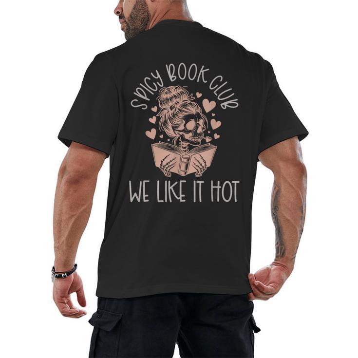 Spicy Book Club Dark Romance Reader Spicy Bookish Skeleton Men's Back Print T-Shirt
