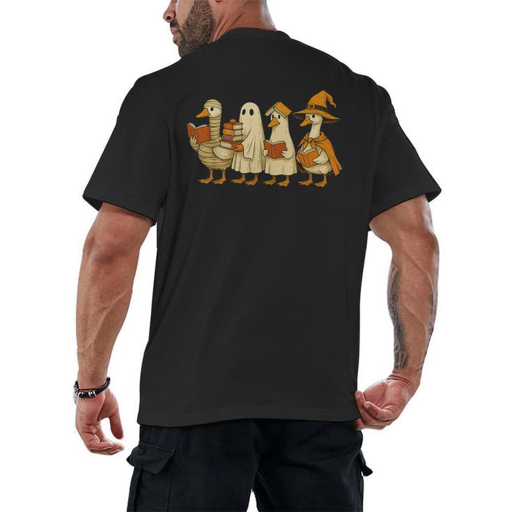 Spooky Halloween Book Lover Halloween Reading Goose Men's Back Print T-Shirt