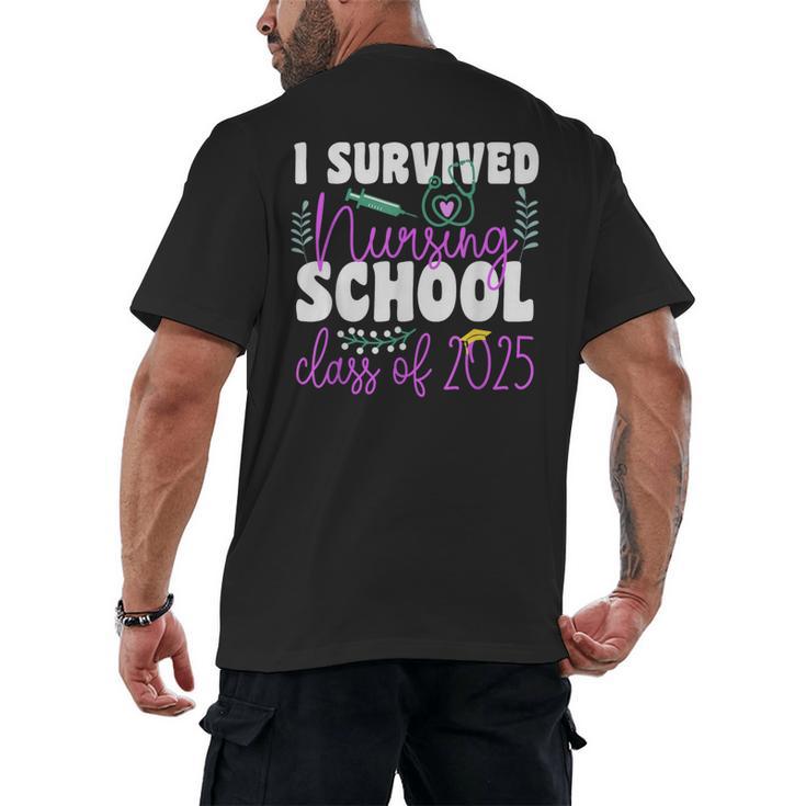 I Survived Nursing School Class Of 2025 New Nurse Graduation Men's Back Print T-Shirt