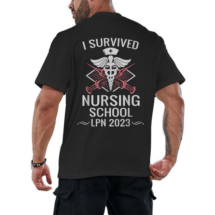 I Survived Nursing School LPN Class Of 2023 Nurse Graduation Men's Back Print T-Shirt