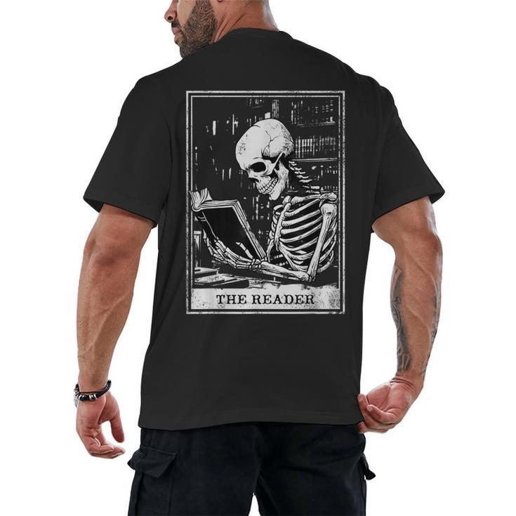 Tarot Card Shirt The Reader Tarot Skeleton Reading Book Men's Back Print T-Shirt