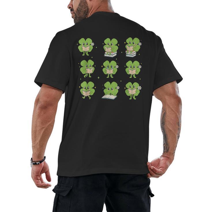 Teacher Reading Shamrock St Patrick’s Day Book Lover Kids Men's Back Print T-Shirt