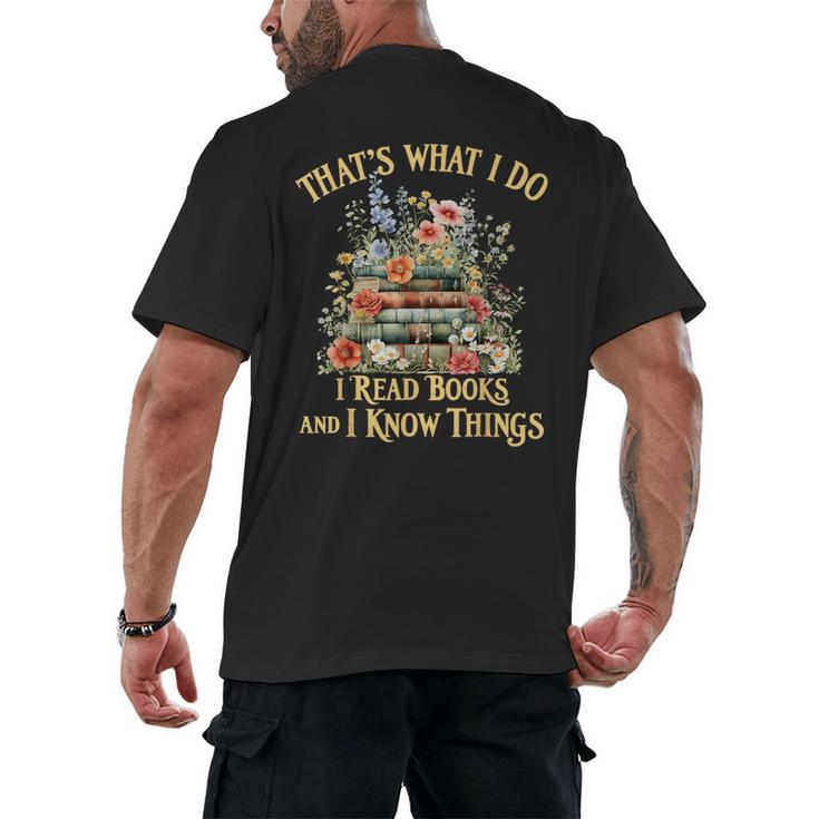That's What I Do I Read Books And I Know Things Book Floral Men's Back Print T-Shirt