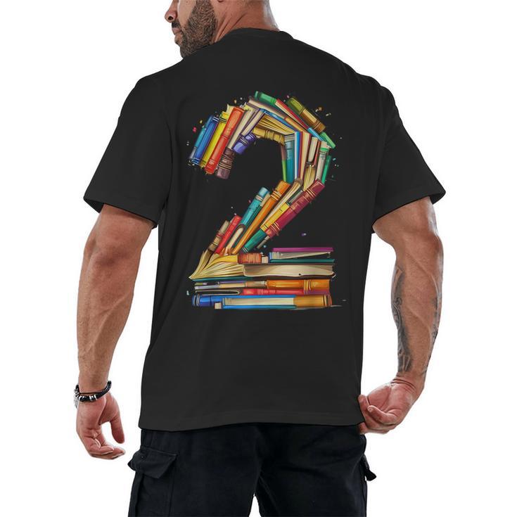 Toddler 2nd Birthday Books Themed 2 Year Old Boys Kids Girls Men's Back Print T-Shirt