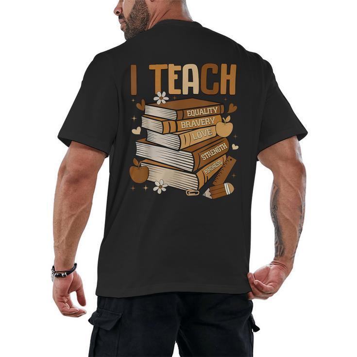 History Month I Teach Melanin Book Black Teacher Men's Back Print T-Shirt