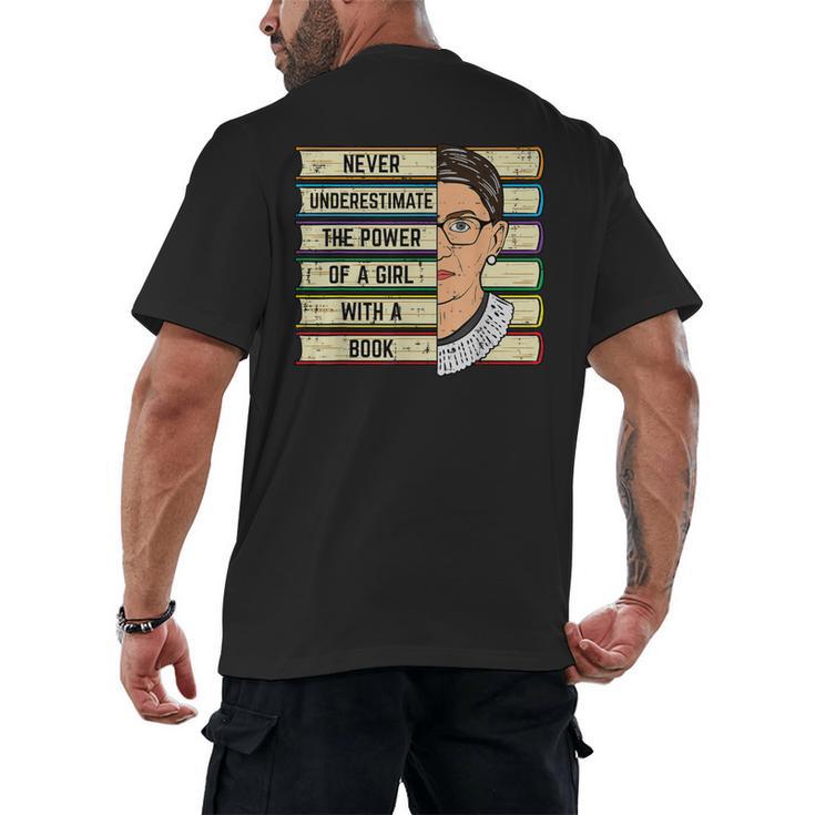 Never Underestimate Girl Read Book Reading Librarian Women Men's Back Print T-Shirt
