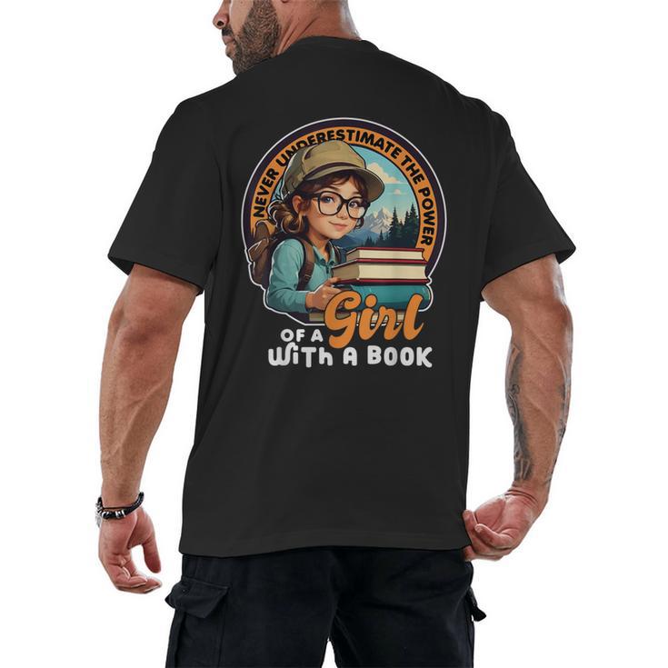 Never Underestimate The Power Of a Girl With a Book Reading Men's Back Print T-Shirt