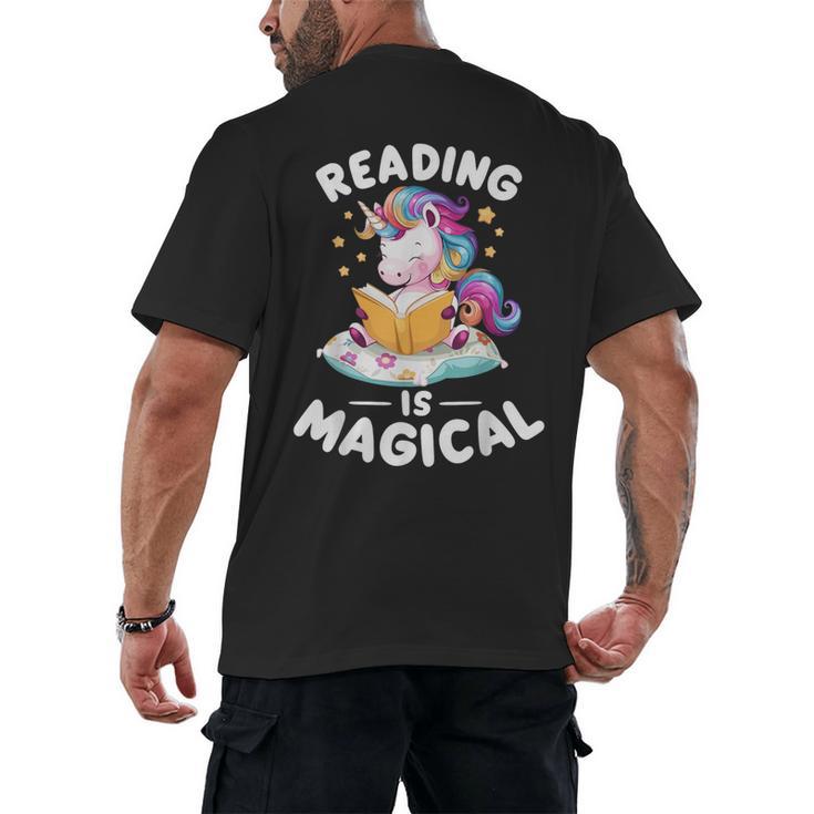 Unicorn Teacher Reading Is Magical Book Men's Back Print T-Shirt