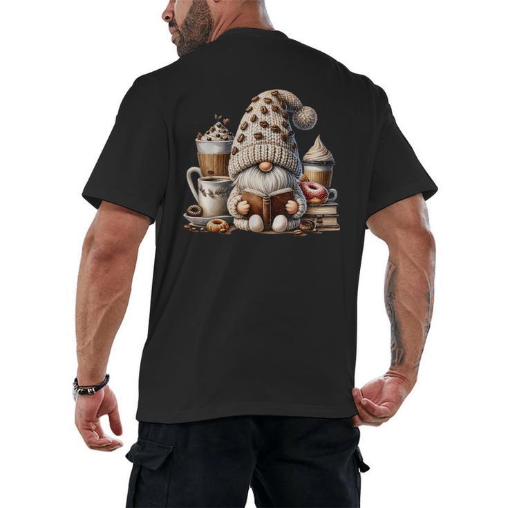 Vintage Cute Gnome Reading Book Coffee Latte Men Women Kids Men's Back Print T-Shirt