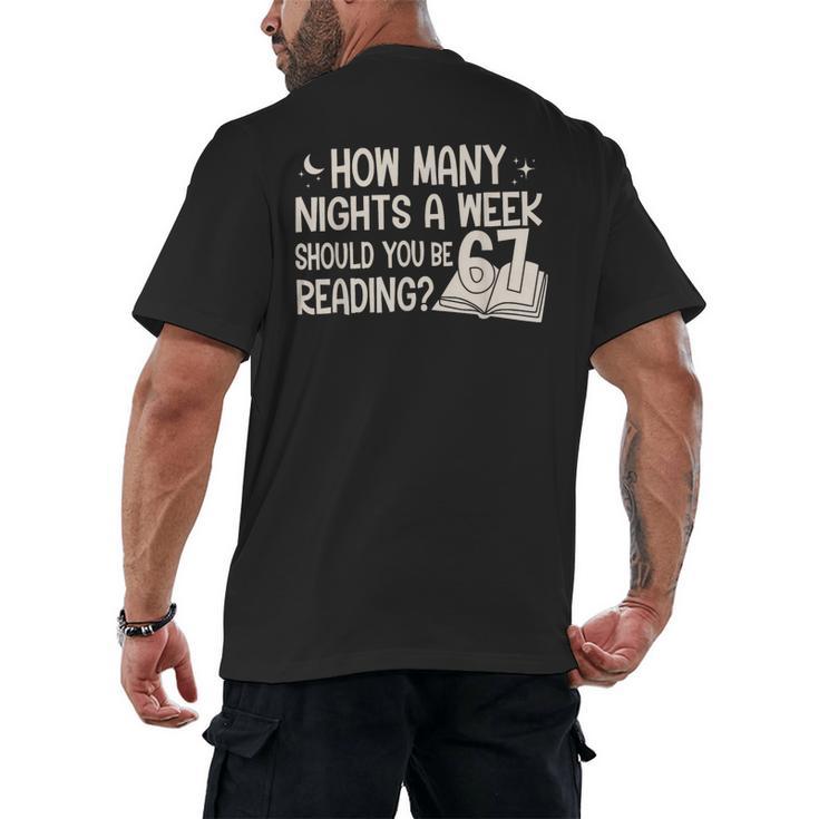 Vintage How Many Nights Reading 67 Meme Book Lover Teacher Men's Back Print T-Shirt