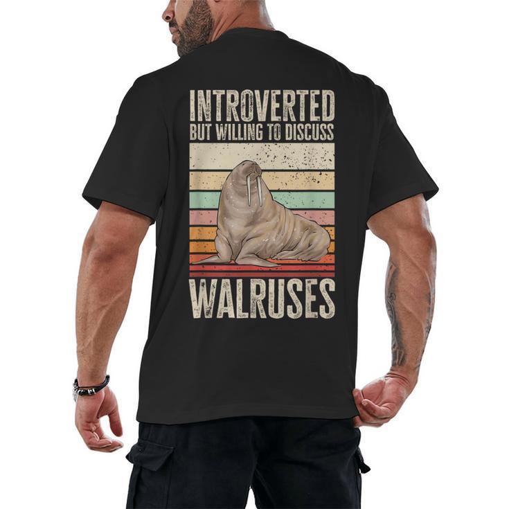 Walrus Lover Introvert Walrus Men's Back Print T-Shirt