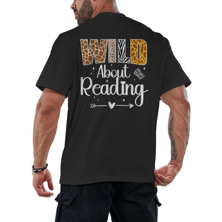 Wild About Reading Book Lover Bookworm Library Day Men's Back Print T-Shirt