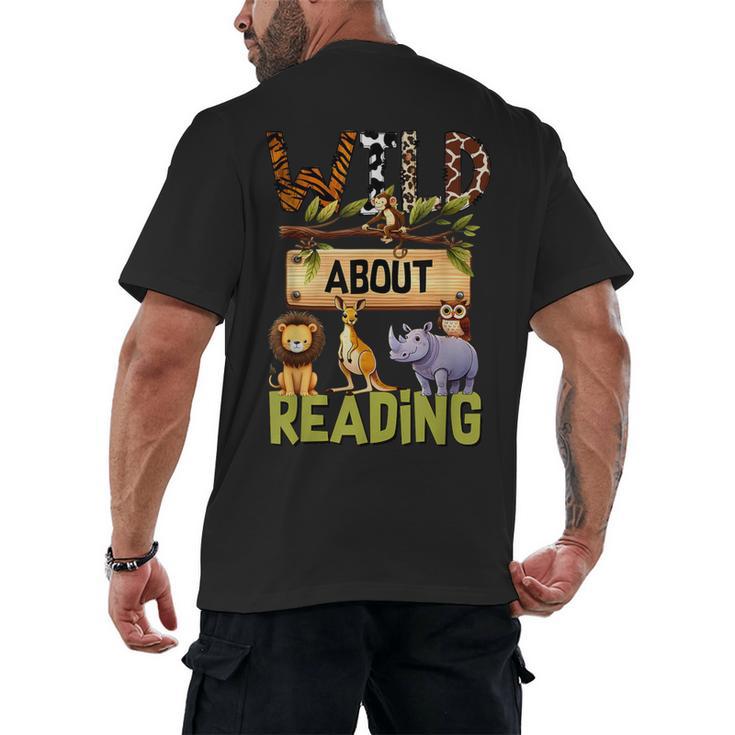 Wild About Reading Reading Books And Bookworm Library Day Men's Back Print T-Shirt