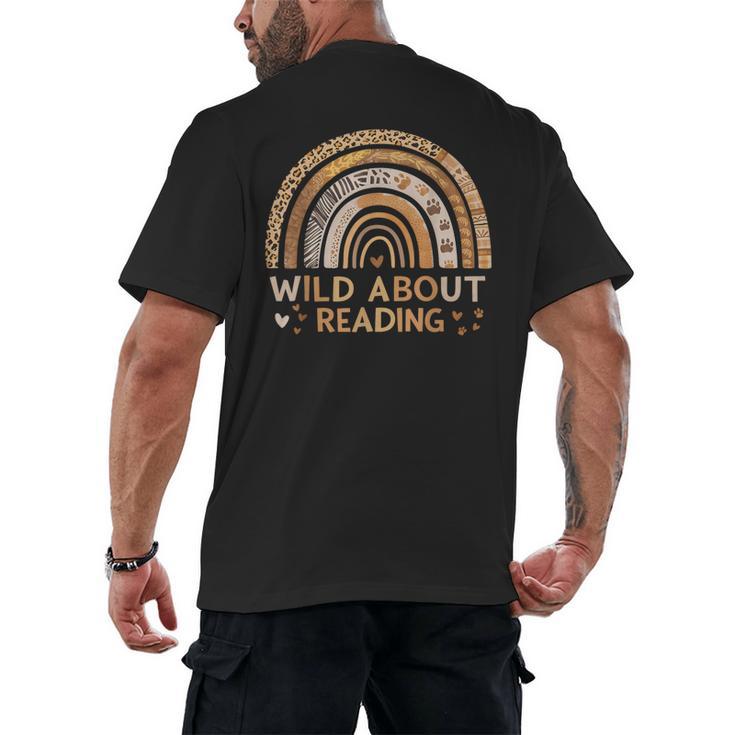 Wild About Reading Books Reader Lover Bookworm Librarian Men's Back Print T-Shirt