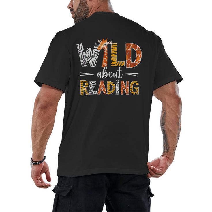 Wild About Reading Books Reader Teachers Kids Librarian Men's Back Print T-Shirt