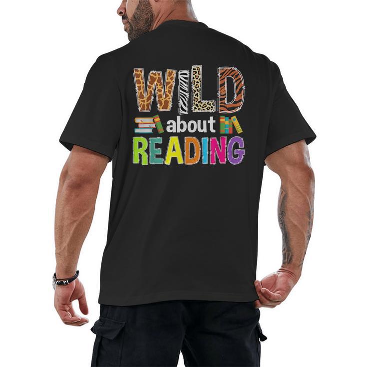 Wild About Reading Library Day Reading Books & Bookworm Men's Back Print T-Shirt