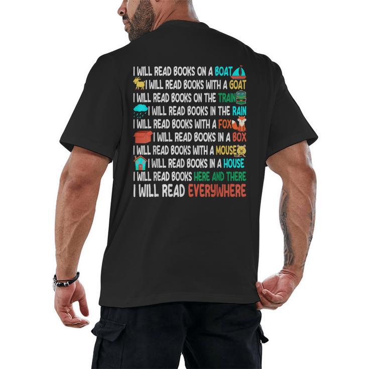 I Will Read Books On A Boat & Everywhere Reading Book Men's Back Print T-Shirt