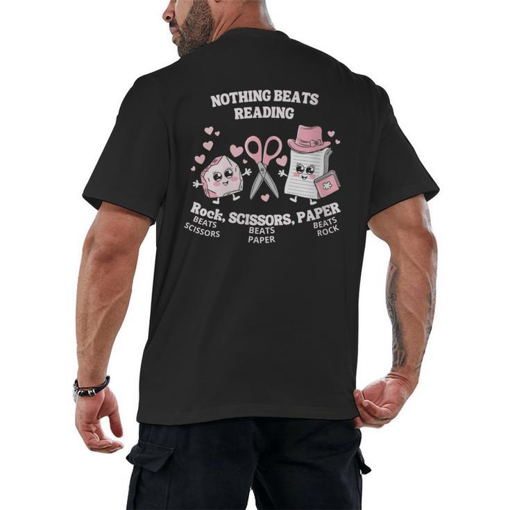 Women's Nothing Beats Reading Book Lover Statement Men's Back Print T-Shirt