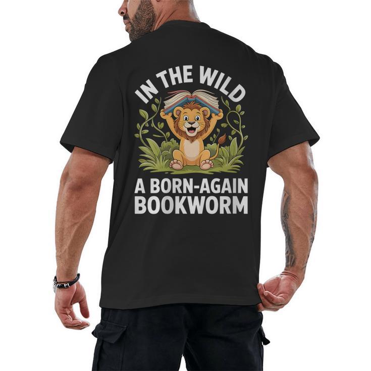 Women's Wild About Reading Book Reader Lion Zoo Animals Kids Men's Back Print T-Shirt