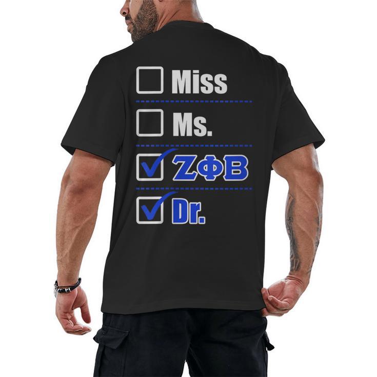 Zeta Phi Beta Doctor Graduation Zeta Phi Beta HBCU Doctor Men's Back Print T-Shirt