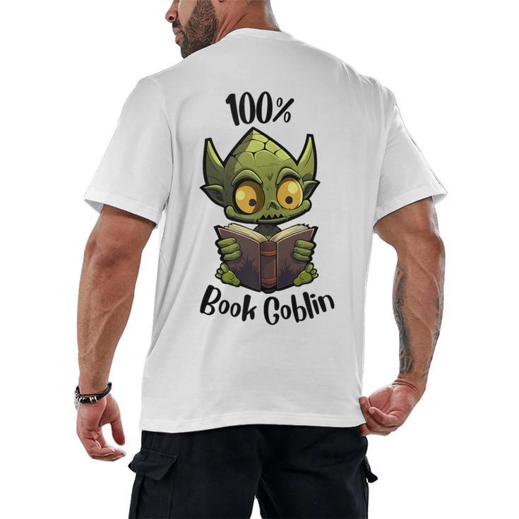 100 Book Goblin Cute Book Reader And Library Lover Men's Back Print T-Shirt