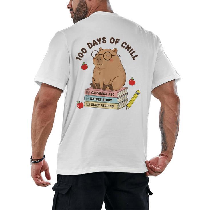 100 Days Of Chill Cute Capybara School Book Lover Men's Back Print T-Shirt