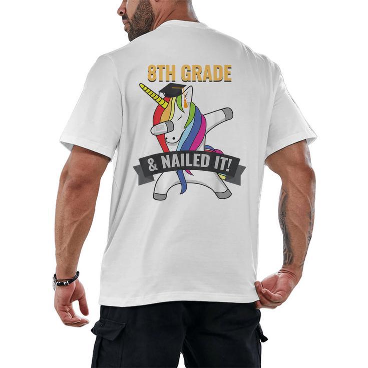 8TH GRADE NAILED IT UNICORN DABBING GRADUATION T-SHIRT Men's Back Print T-Shirt