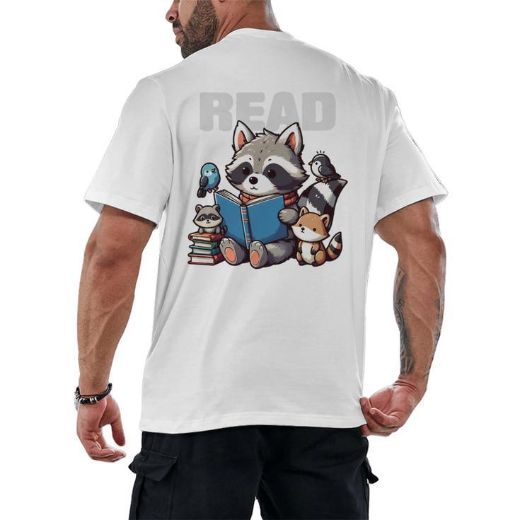 Animals Raccoon Reading Book Librarian Across America Kids Men's Back Print T-Shirt