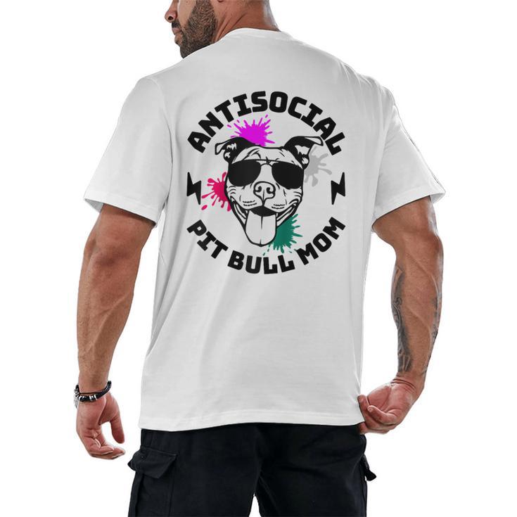 Antisocial Pit Bull Mom Pittie Introvert Dog Lover Pit Bull Raglan Baseball Tee Men's Back Print T-Shirt