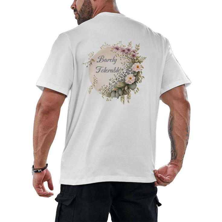 Barely Tolerable Book Lover Bookish Floral Bookworm Men's Back Print T-Shirt