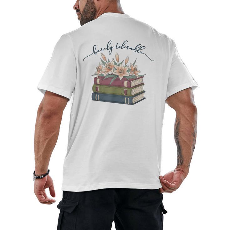 Barely Tolerable Book Lover Floral Quote Pride And Prejudice Men's Back Print T-Shirt