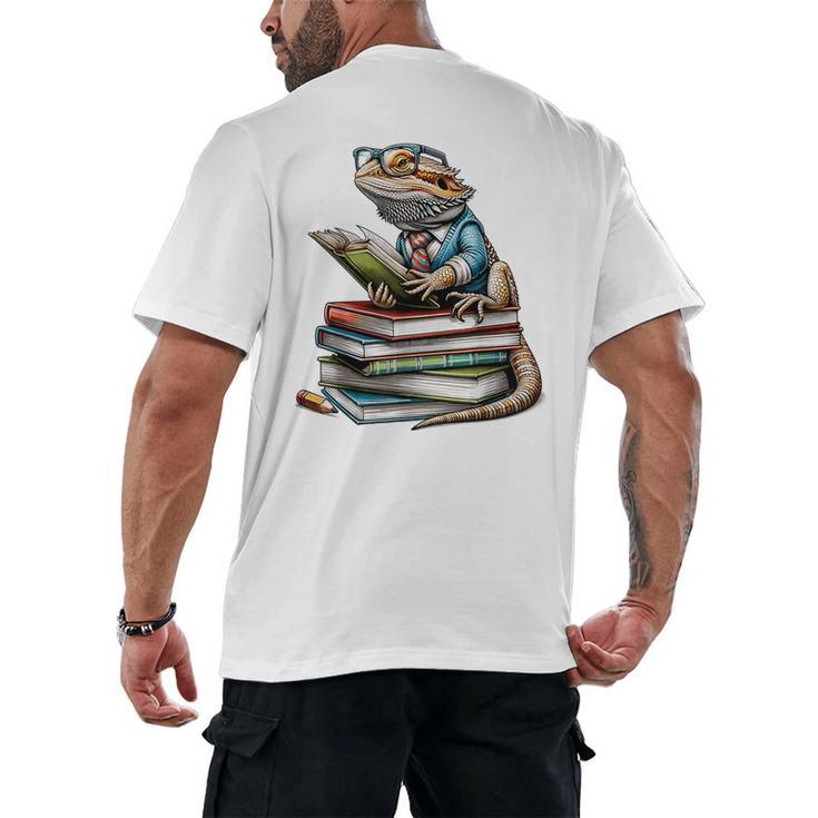 Bearded Dragon Reading Books Matching Bookworm Librarian Men's Back Print T-Shirt