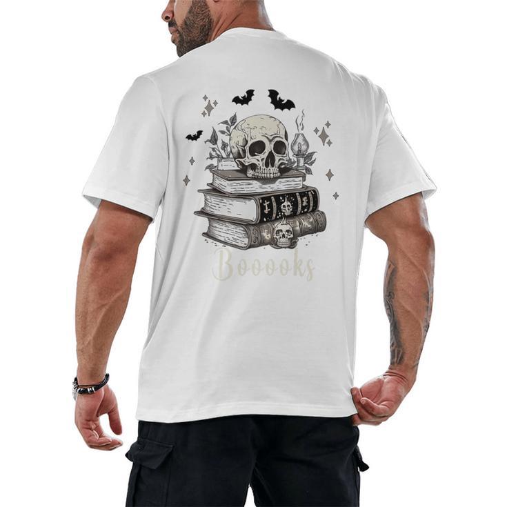 Boo Skeleton Skull Books Halloween Women School Teacher Kid Premium Men's Back Print T-Shirt