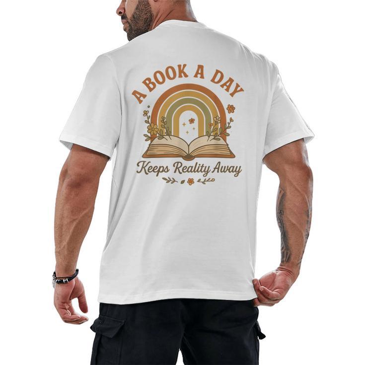 A Book A Day Keeps Reality Away Reading Men's Back Print T-Shirt