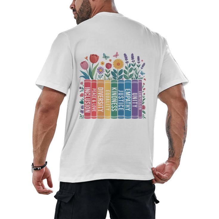 Book Flower Radicalized By Basic Decency Feminist Leftist Men's Back Print T-Shirt