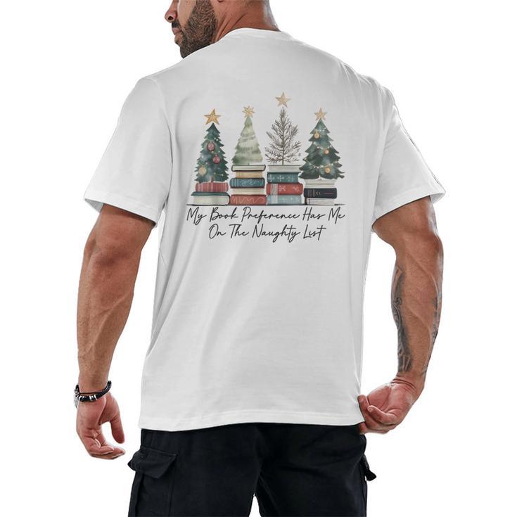 My Book Preference Has Me On The Naughty List Christmas Tree Men's Back Print T-Shirt