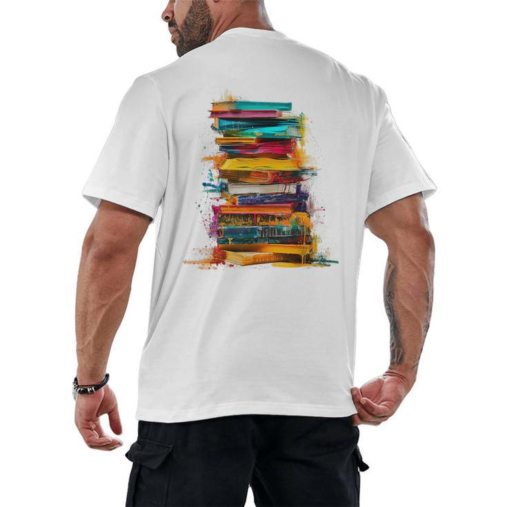 Books Painting Colorful Art Abstract Graphic Books Men's Back Print T-Shirt